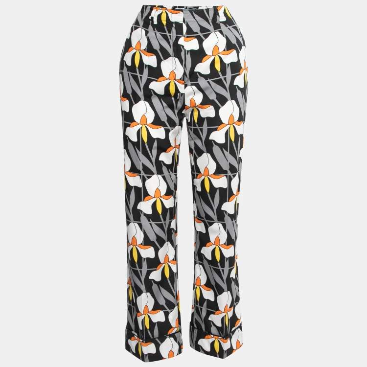 Pre Owned Prada Multicolor Printed Cotton Wide-Leg Trousers S