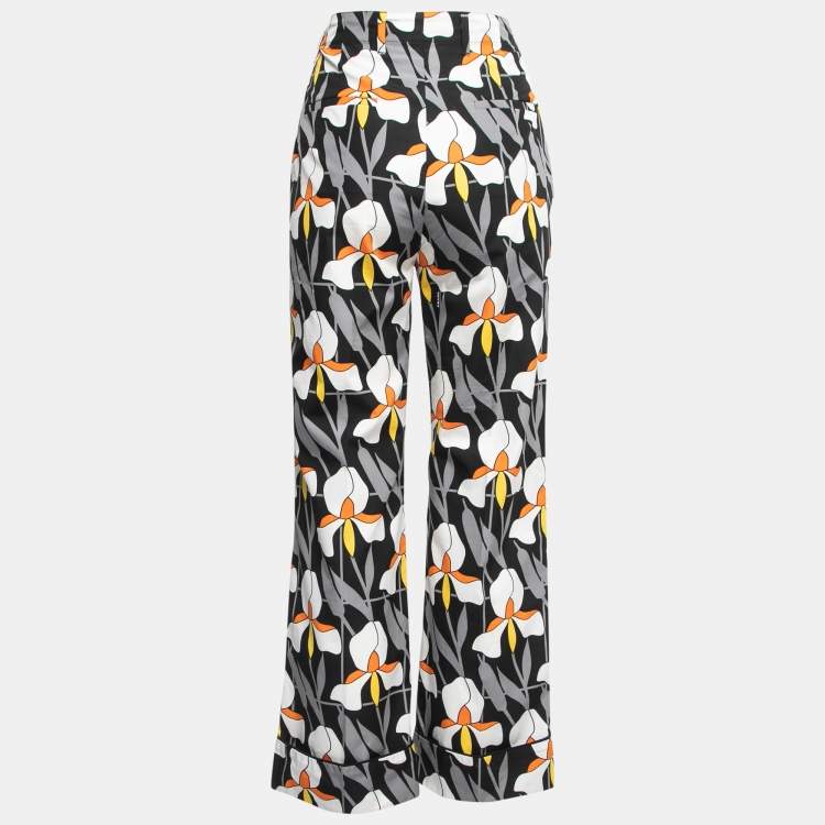 Pre Owned Prada Multicolor Printed Cotton Wide-Leg Trousers S