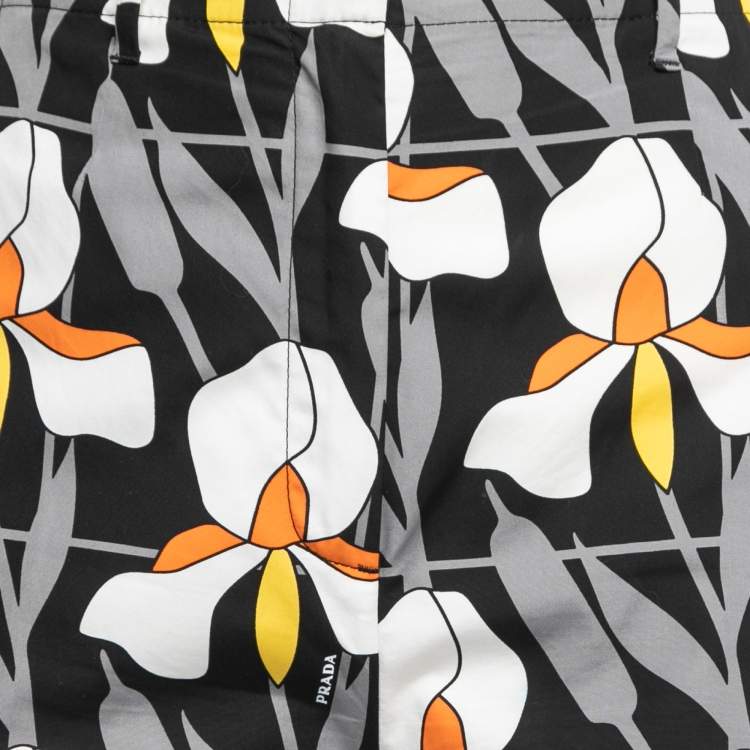 Pre Owned Prada Multicolor Printed Cotton Wide-Leg Trousers S