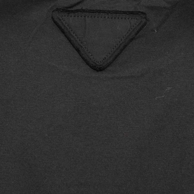 Pre Owned Prada Black Cotton Crew Neck Half Sleeve T-Shirt L
