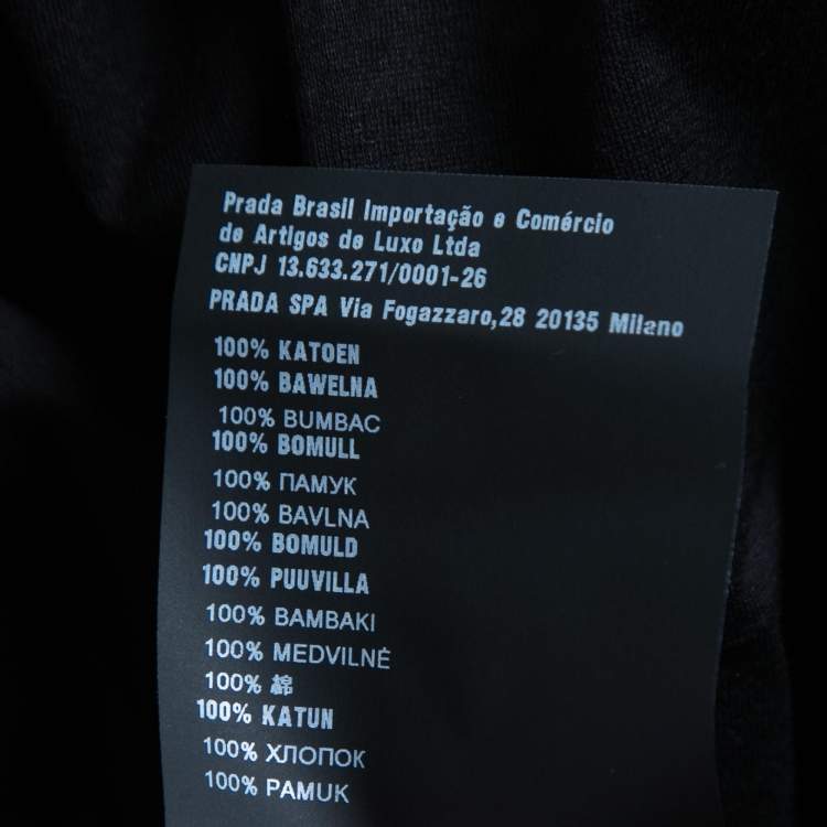 Pre Owned Prada Black Cotton Crew Neck Half Sleeve T-Shirt L