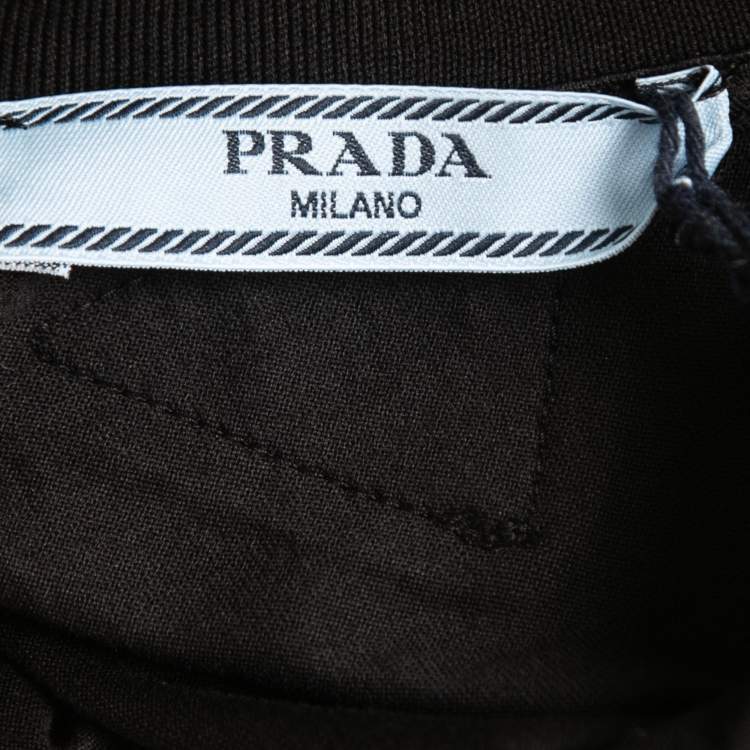 Pre Owned Prada Black Cotton Crew Neck Half Sleeve T-Shirt L