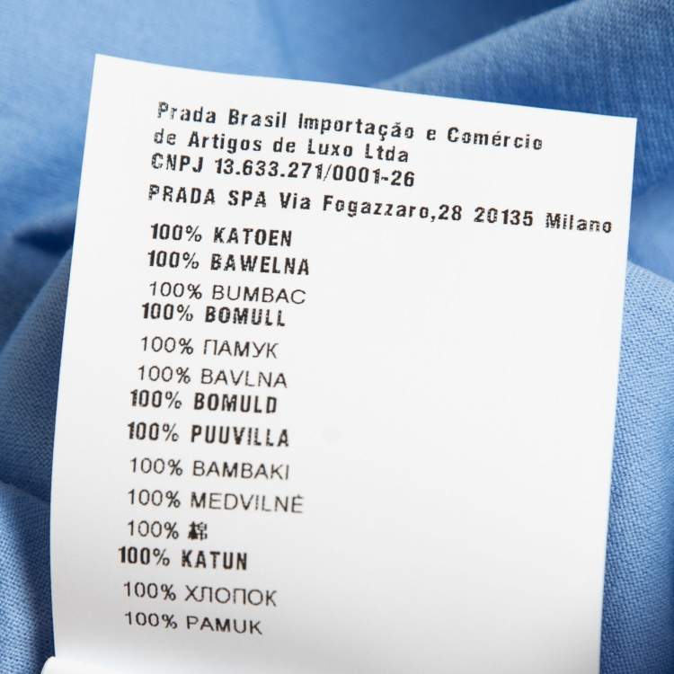 Pre Owned Prada Blue Cotton Crew Neck Half Sleeve T-Shirt L