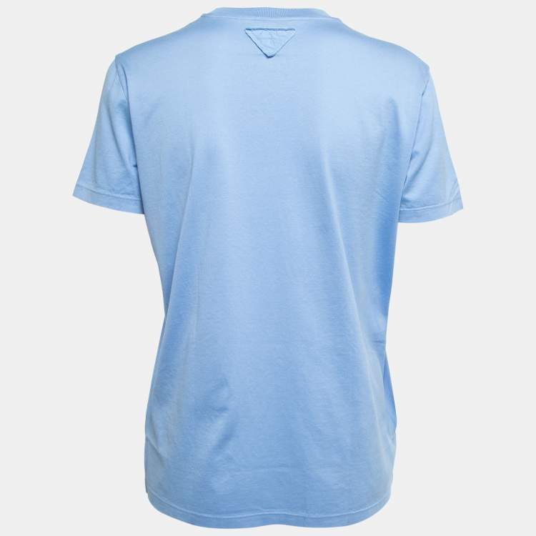 Prada Blue Cotton Crew Neck Half Sleeve T-Shirt L Prada | TLC