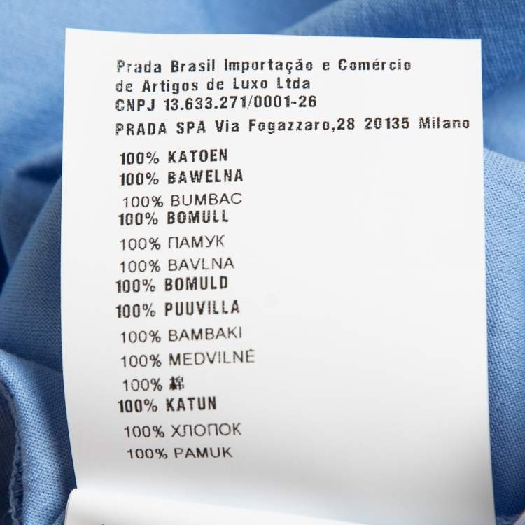 Pre Owned Prada Blue Cotton Crew Neck Half Sleeve T-Shirt L