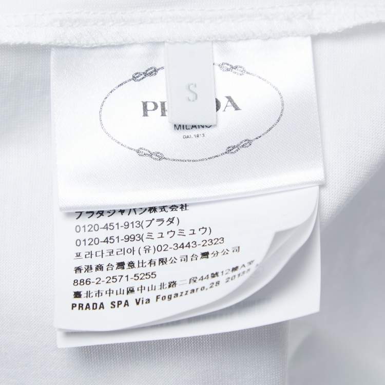Pre Owned Prada White Cotton Crew Neck Half Sleeve T-Shirt S