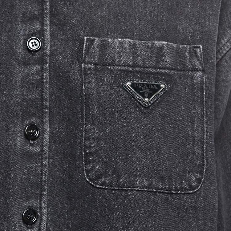 Pre Owned Prada Grey Denim Button Down Jacket XS