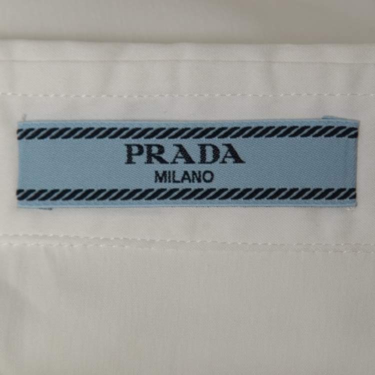 مملوكة مسبقًا Prada Off White Stretch Cotton Button Front Full Sleeve Shirt S