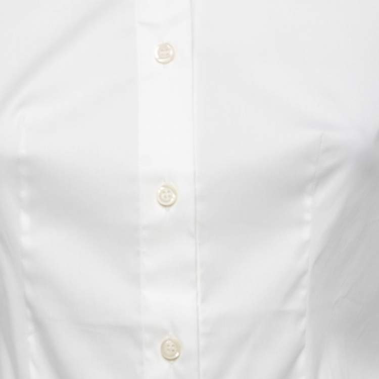 مملوكة مسبقًا Prada Off White Stretch Cotton Button Front Full Sleeve Shirt S