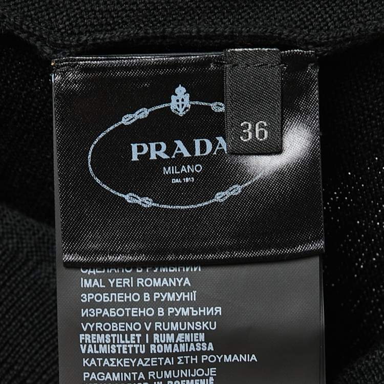 Pre Owned Prada Black Wool Knit Button Front Cardigan XS