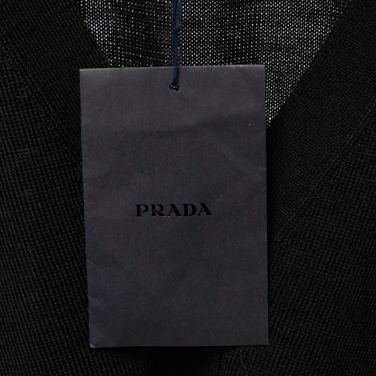 Pre Owned Prada Black Wool Knit Button Front Cardigan XS