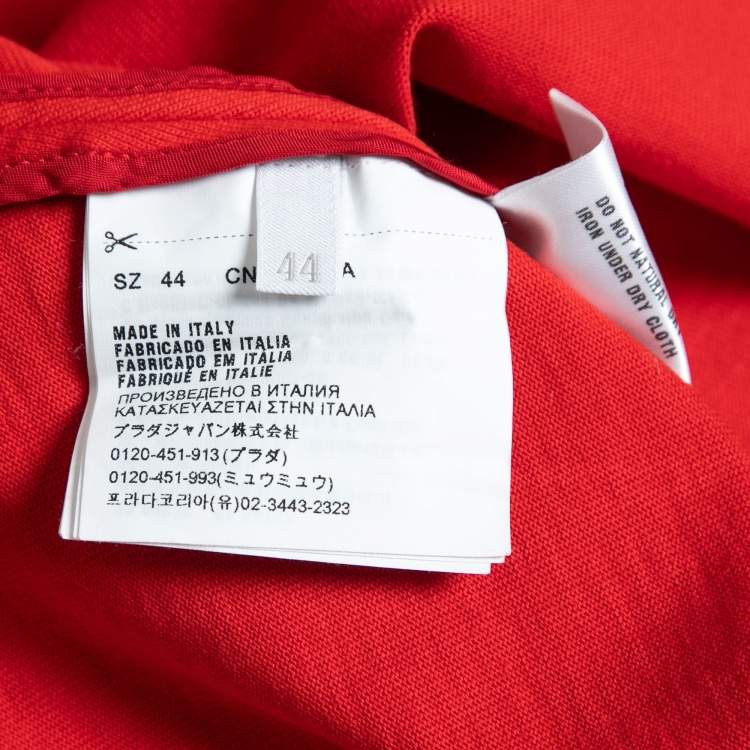 Pre Owned Prada Red Cotton Bow Detail A-Line Short Sleeve T-Shirt M