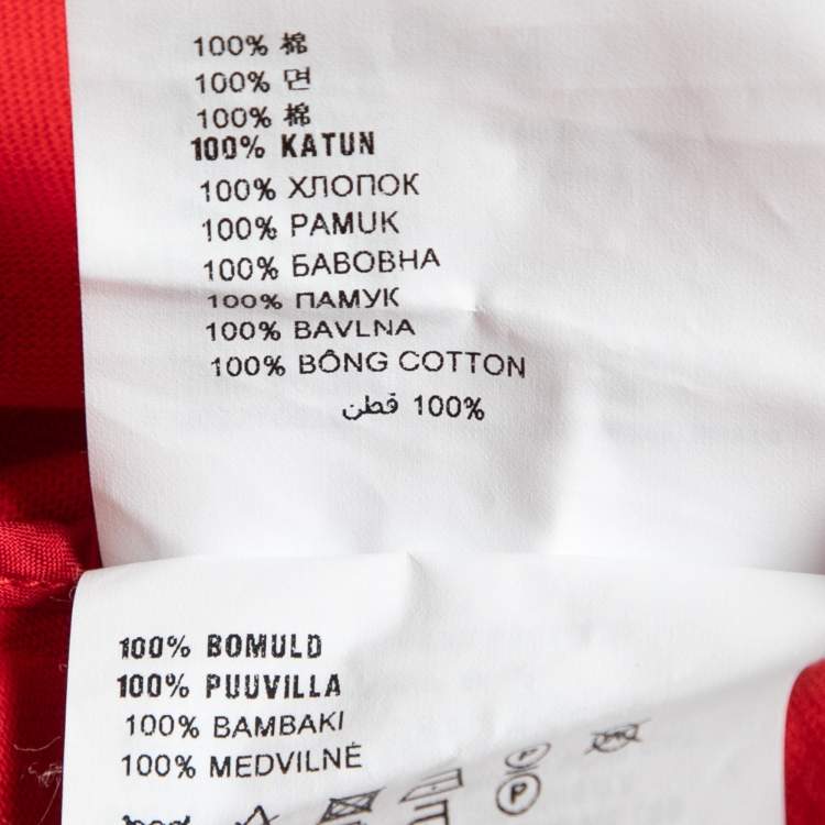 Pre Owned Prada Red Cotton Bow Detail A-Line Short Sleeve T-Shirt M