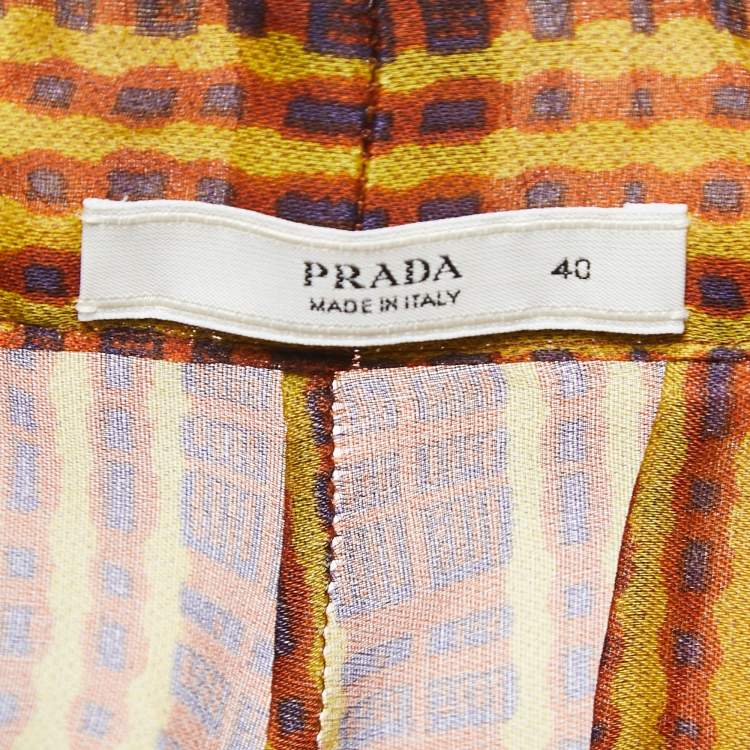 Pre Owned Prada Multicolor Abstract Printed Silk Pants S