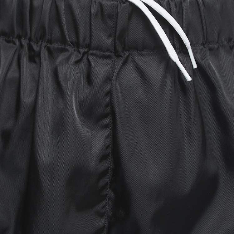Pre Owned Prada Black Nylon Rubber Logo Drawstring Shorts S