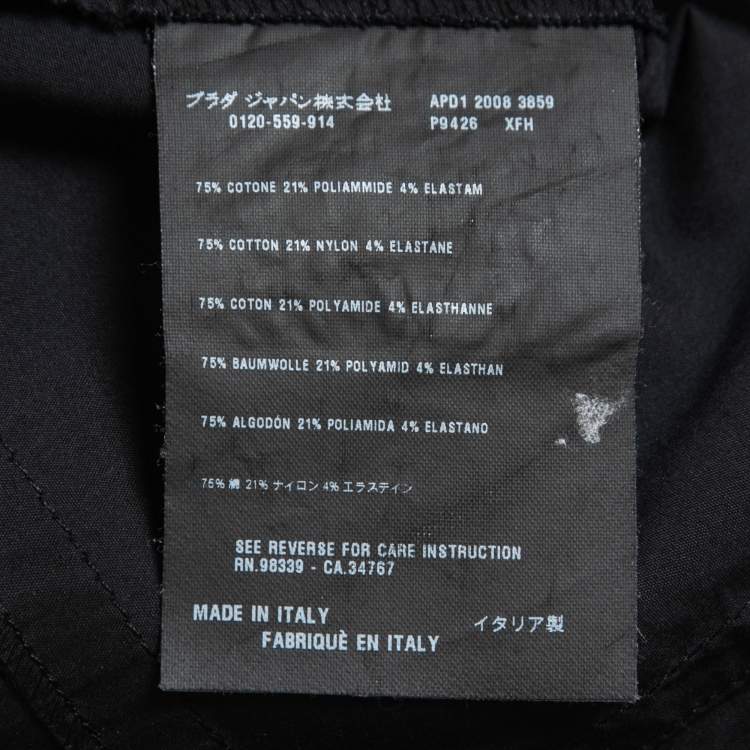 Pre Owned Prada Black Cotton Pleat Detail Cap Sleeve A-Line Top S