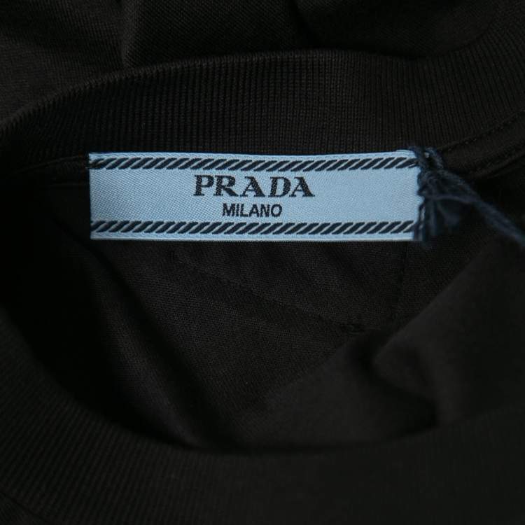 Pre Owned Prada Black Cotton Crew Neck T-Shirt L