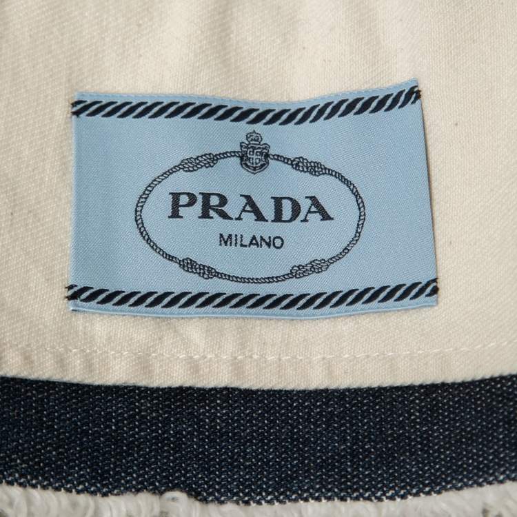 Pre Owned Prada White/Blue Selvaged Denim Cropped Jacket M