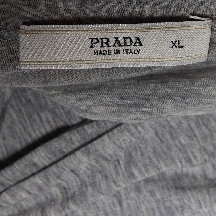Pre Owned Prada Grey Cotton Knit Long Sleeve T-Shirt XL