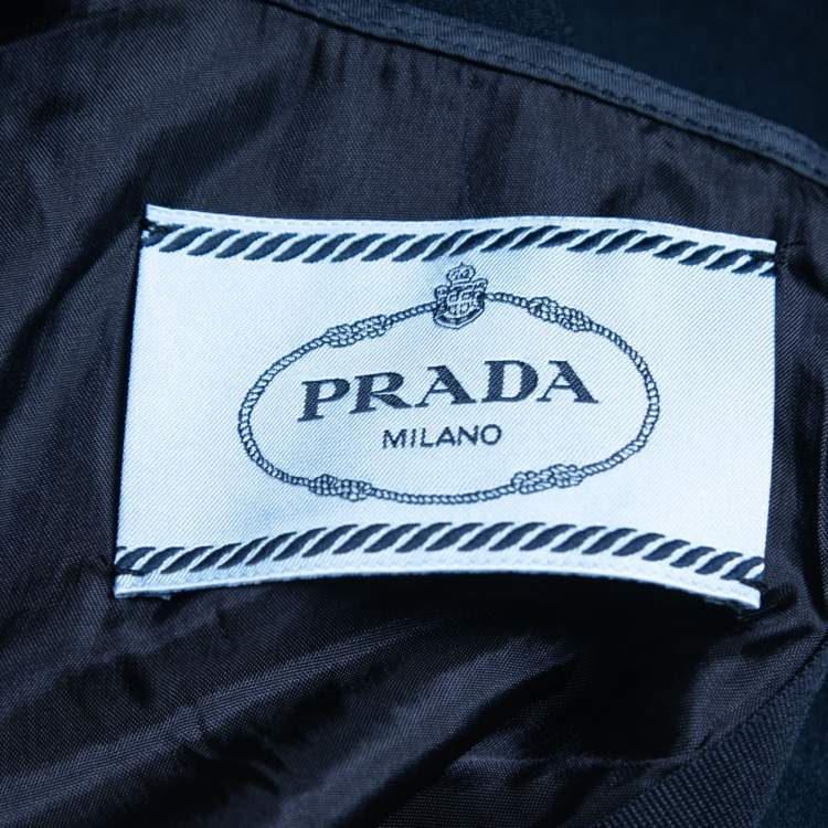 Pre Owned Prada Navy Blue Crepe Sleeveless Midi Dress S