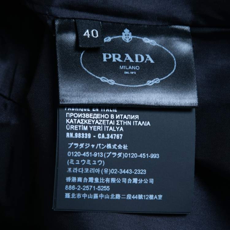 Pre Owned Prada Navy Blue Crepe Sleeveless Midi Dress S