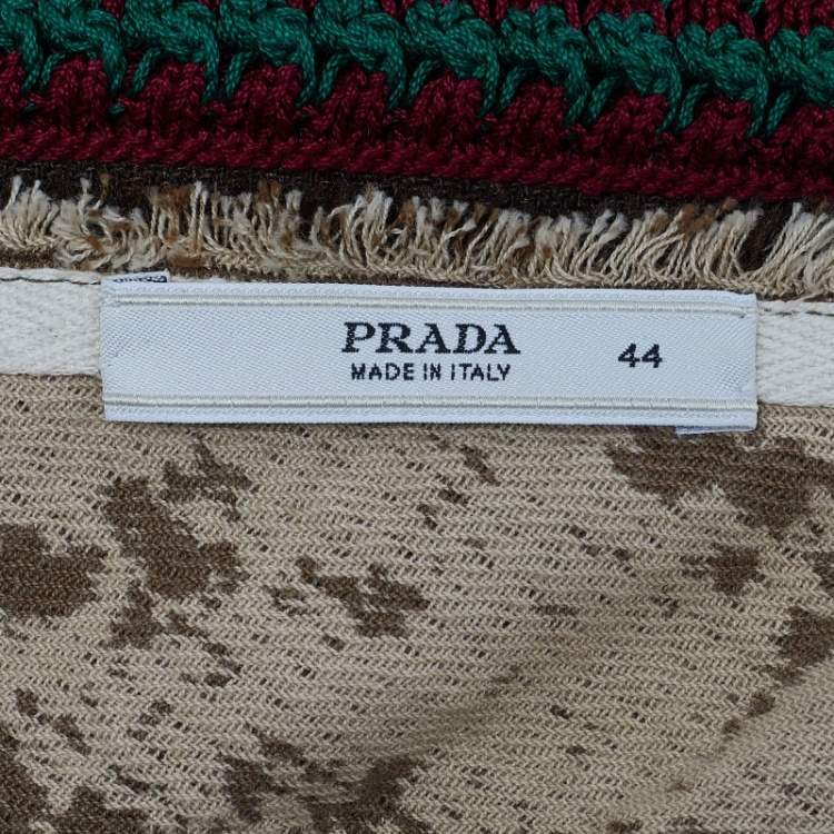 Pre Owned Prada Brown Wool Blend Embellished One Shoulder Mini Dress M