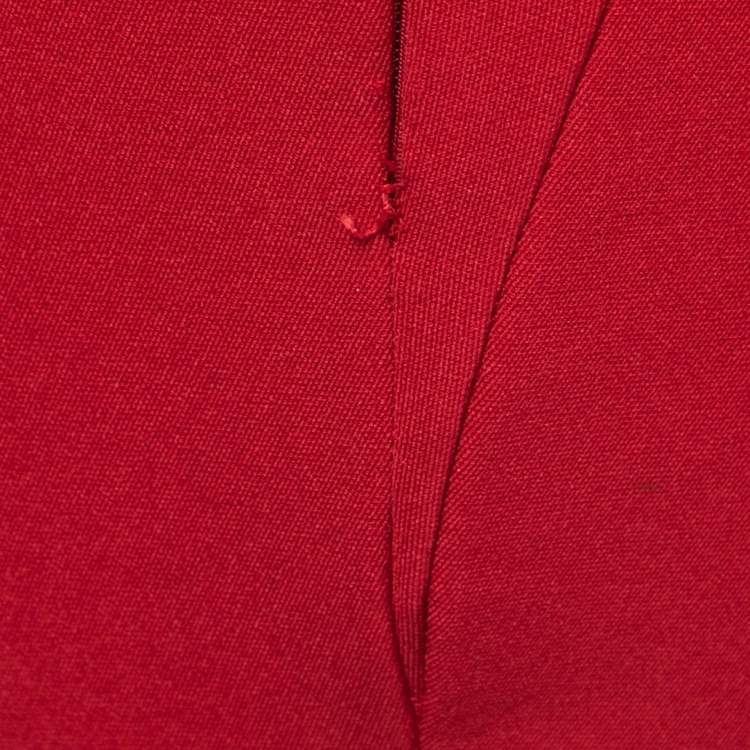 Pre Owned Prada Red Stretch Knit Tapered Leg Trousers M