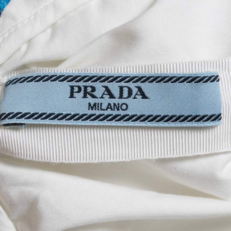 Pre Owned Prada White Cotton Sequined Collar Sleeveless Top S