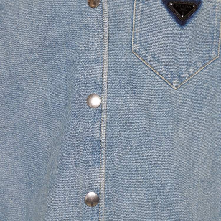 Pre Owned Prada Blue Denim Oversized Shirt XS