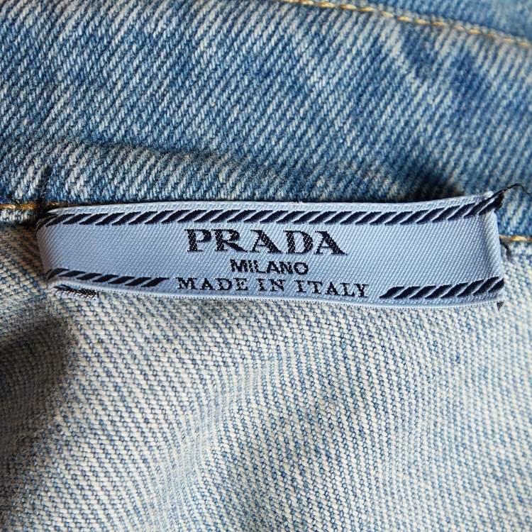 Pre Owned Prada Blue Denim Button Front Oversized Shirt M