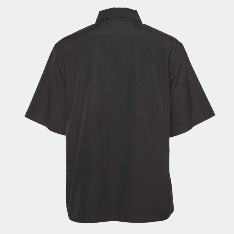 Pre Owned Prada Black Cotton Poplin Short Sleeve Shirt XS
