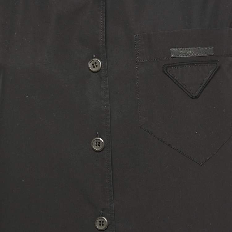 Pre Owned Prada Black Cotton Poplin Short Sleeve Shirt XS