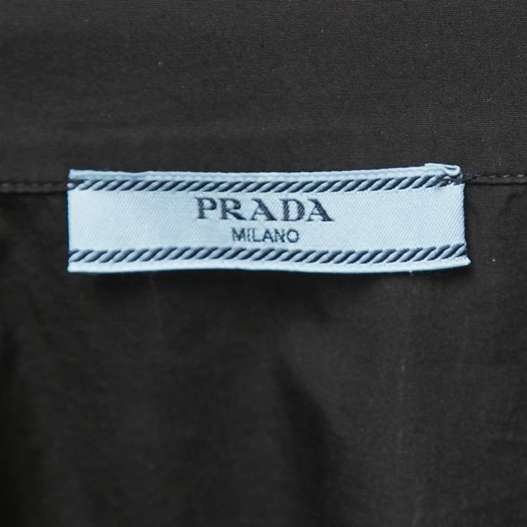 Pre Owned Prada Black Cotton Poplin Short Sleeve Shirt XS