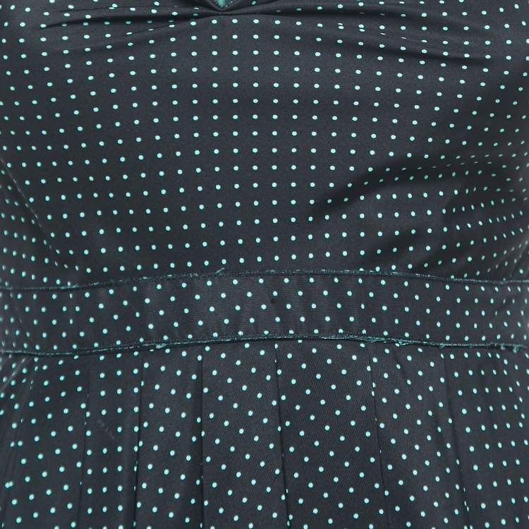 Pre Owned Prada Polka Dot Silk Draped Sleeveless Short Dress S