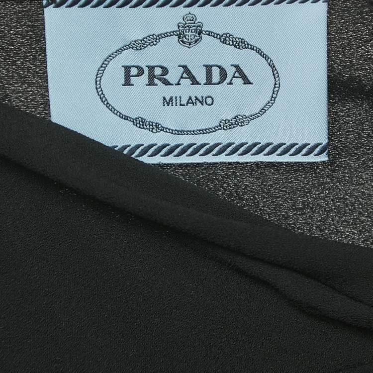Pre Owned Prada Black Georgette Draped Maxi Dress S