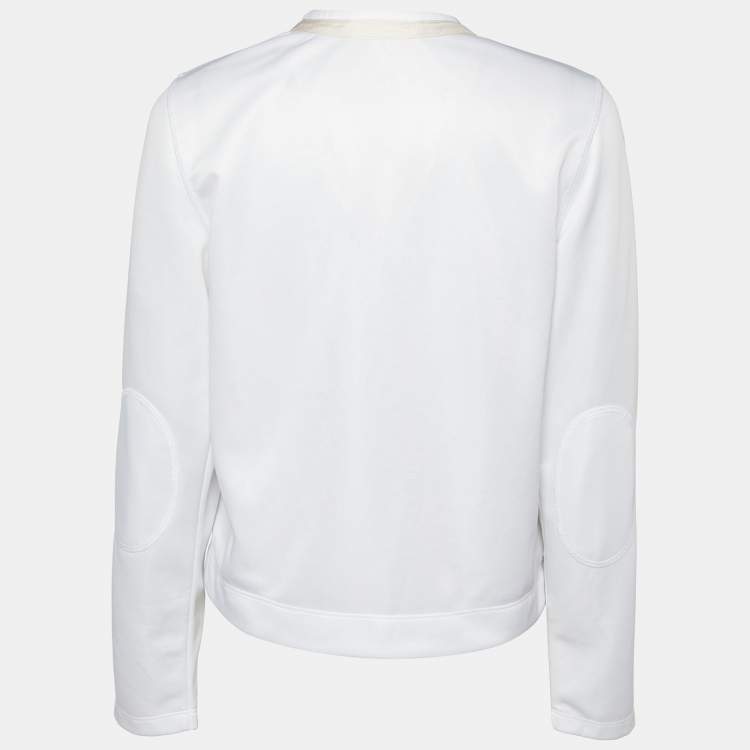 Pre Owned Prada White Jersey & Silk Trim Top L