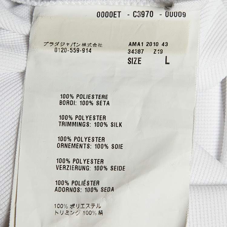 Pre Owned Prada White Jersey & Silk Trim Top L