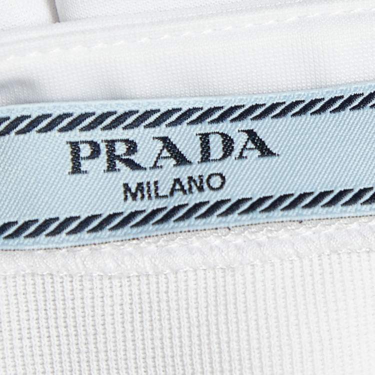 Pre Owned Prada White Jersey & Silk Trim Top L