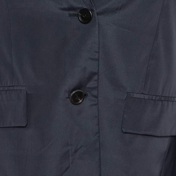 Pre Owned Prada Navy Blue Silk Technical Blazer Jacket S