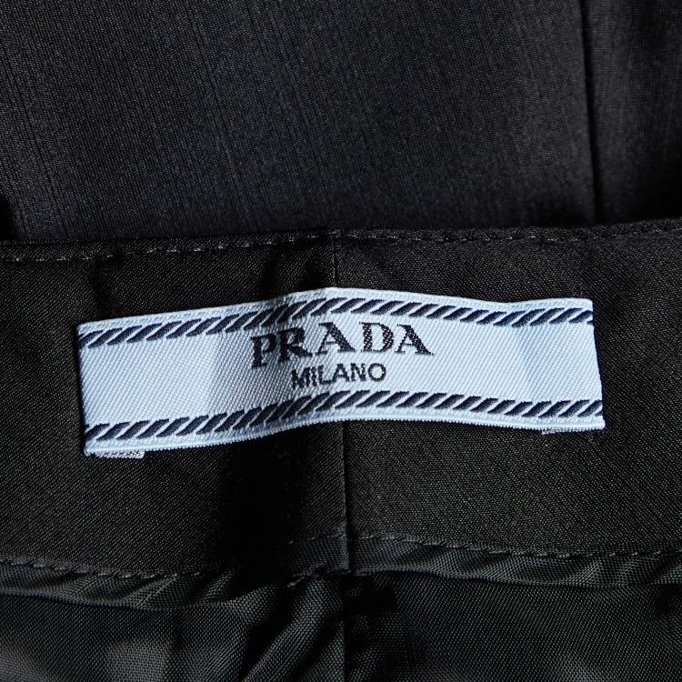 Pre Owned Prada Black Wool & Silk Contrast Detail Pants M