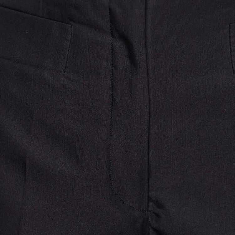 Pre Owned Prada Black Wool & Silk Contrast Detail Pants M
