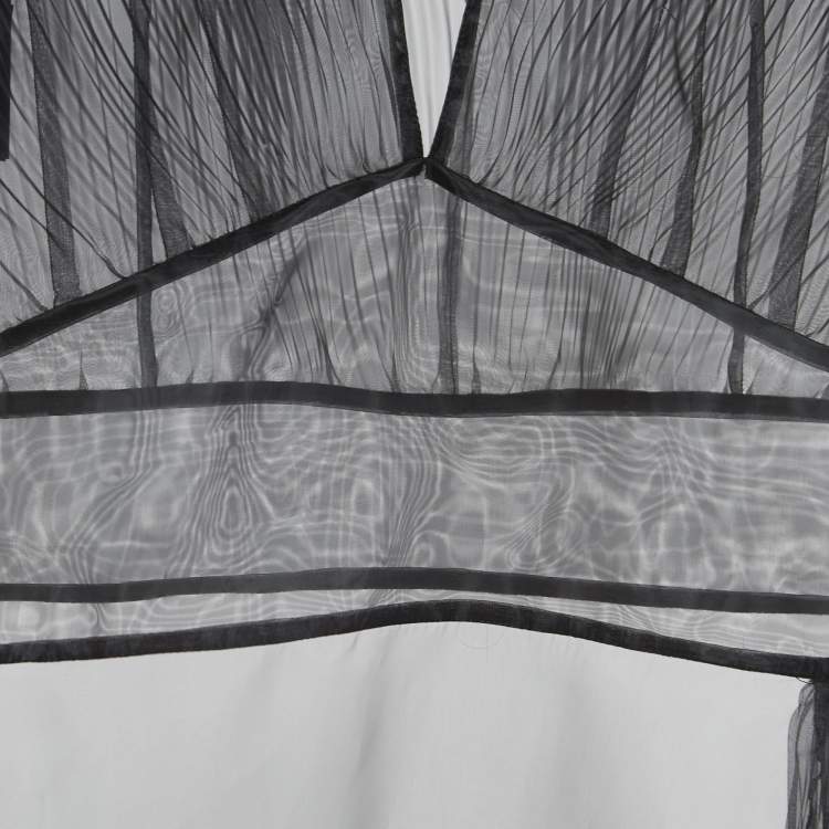 Pre Owned Prada Black Pleated Organza Sleeveless Maxi Dress S