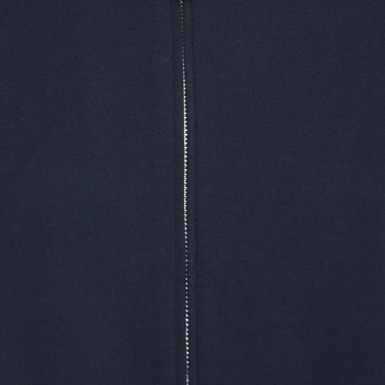 Pre Owned Prada Navy Blue Cotton Zip Front Hooded Jacket M
