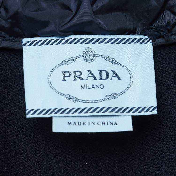 Pre Owned Prada Navy Blue Cotton Zip Front Hooded Jacket M
