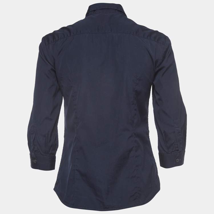 Pre Owned Prada Navy Blue Cotton Button Front Shirt S