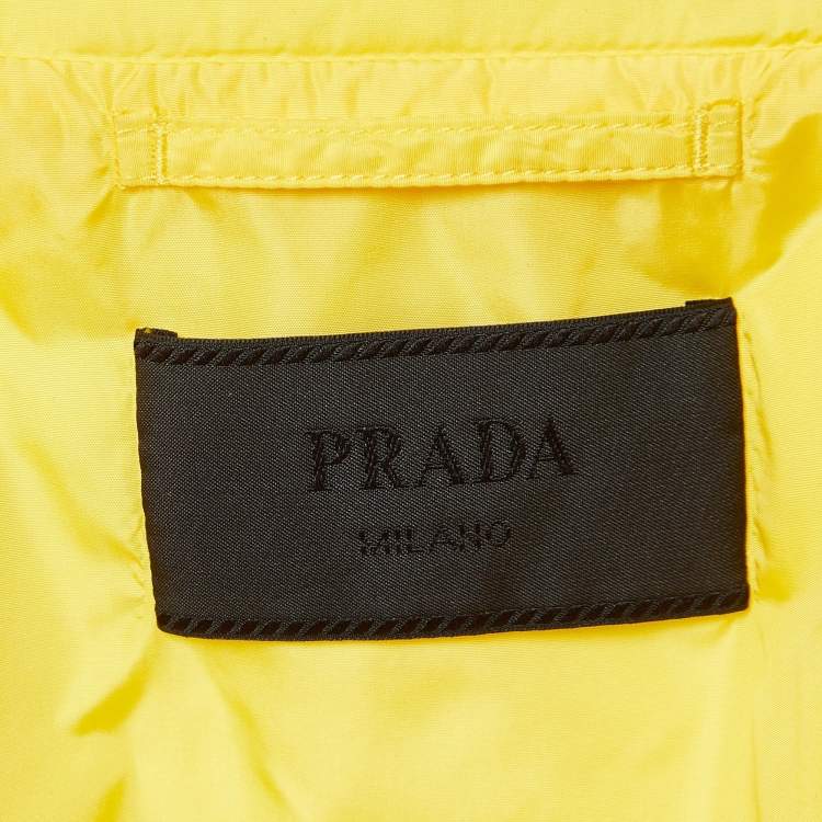 Pre Owned Prada Yellow Nylon Padded Button Front Jacket XL
