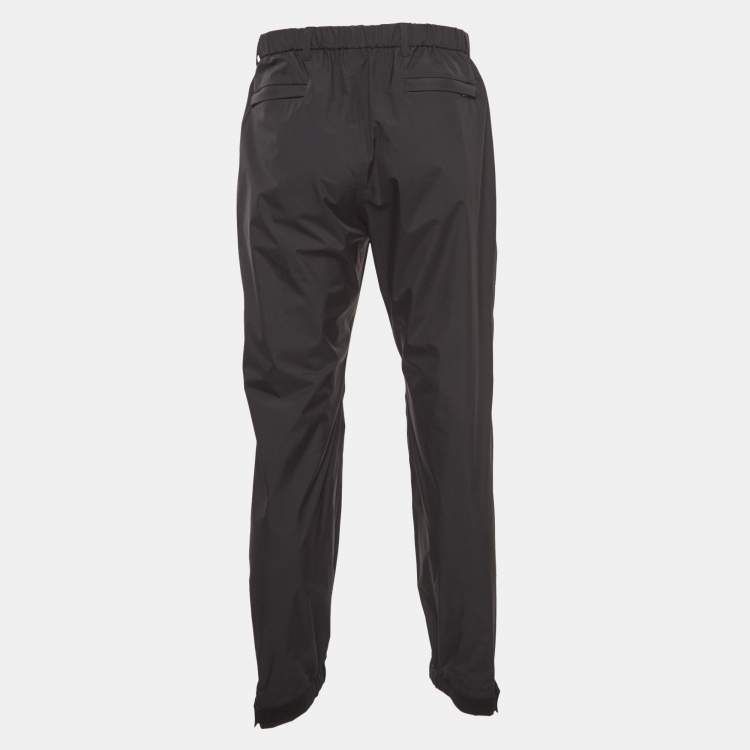 Pre Owned Prada Black Logo Print Nylon Active Pants XL