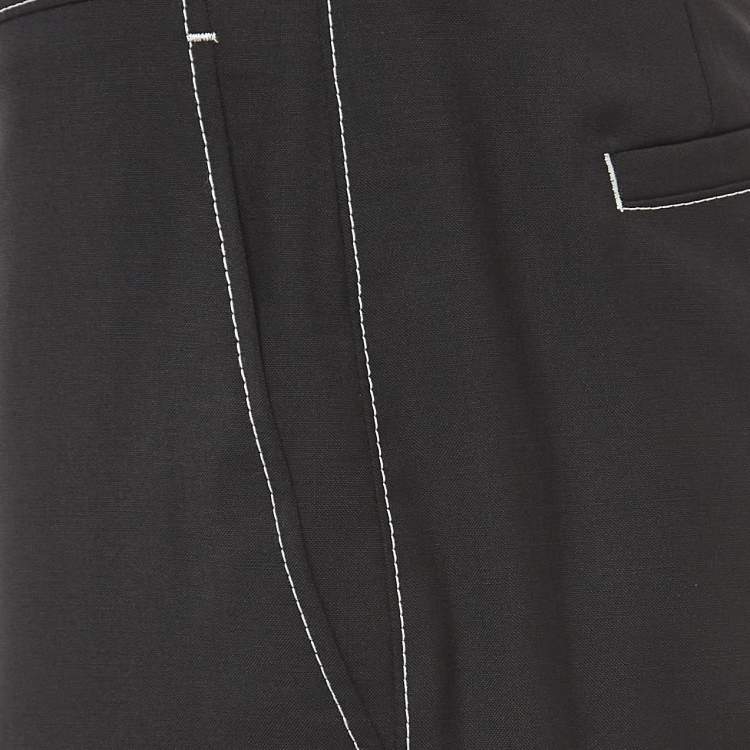 Pre Owned Prada Black Wool Slim Fit Formal Trousers S