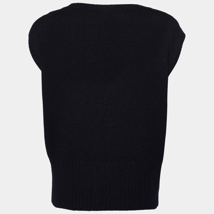 Pre Owned Prada Black Cashmere Knit Crew Neck Sweater Vest M