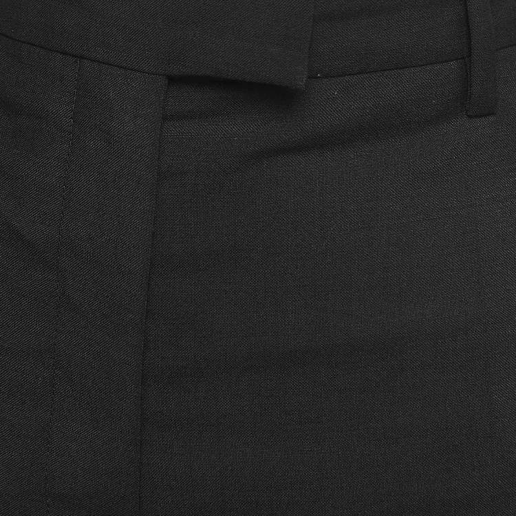 Pre Owned Prada Grey Wool Blend Wide Leg Trousers M